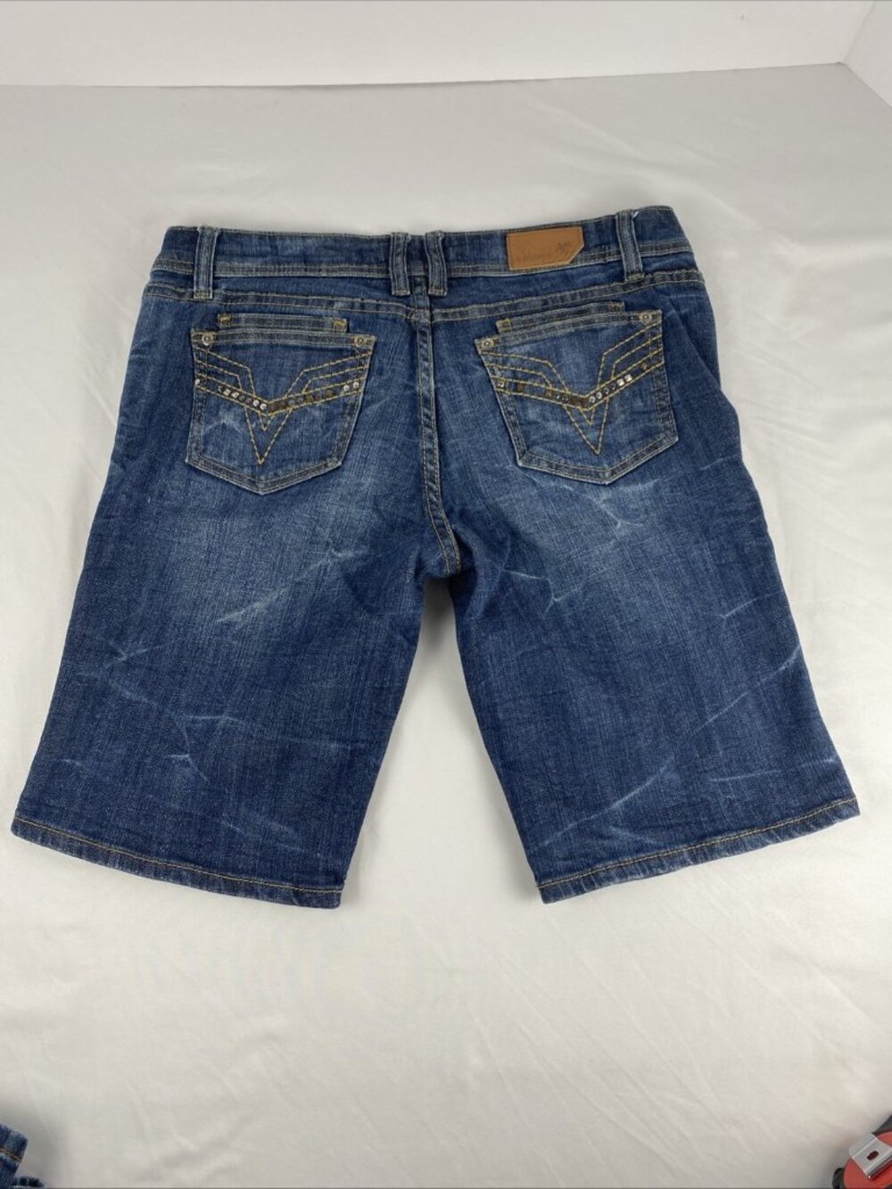 Vigoss Bermuda 7 Pocket Stretch Denim Jean Shorts Lowrise Jrs / Womens Size 9 - Picture 6 of 8